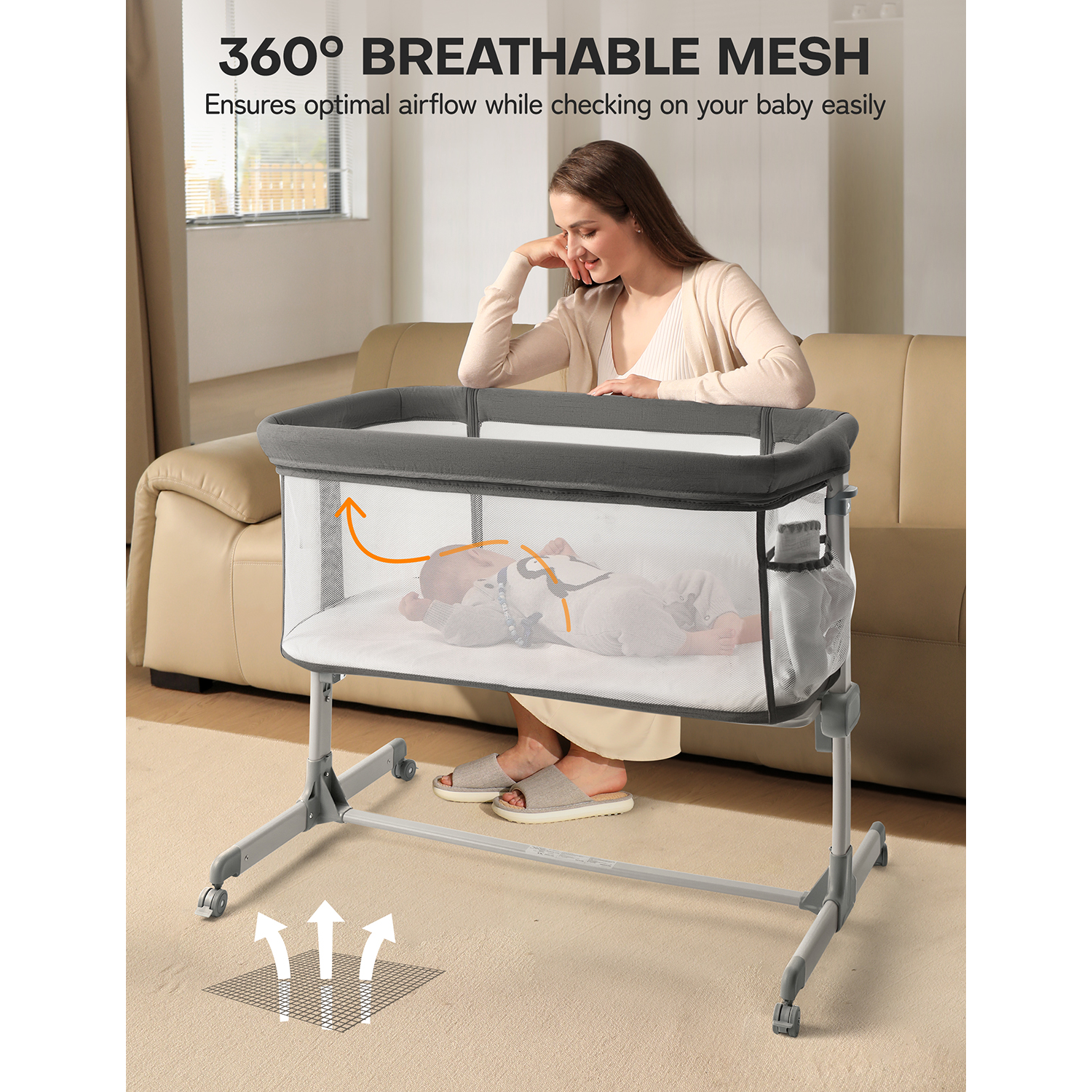 WhizKidz Multifunction Baby Crib All Mesh