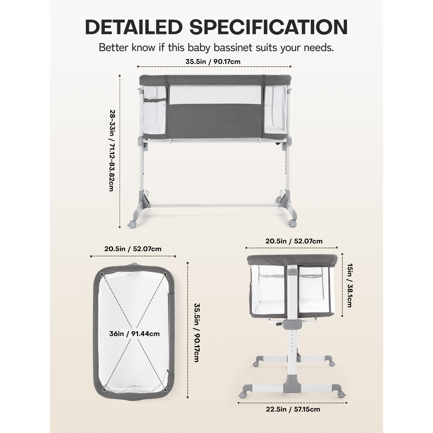 WhizKidz Multifunction Baby Crib All Mesh