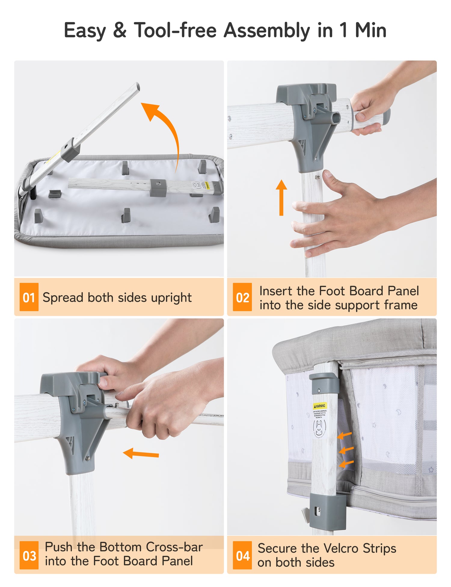 WhizKidz 5-in-1 Baby Bedside Bassinet | Baby Bedside Crib Suitable up to 18 Month