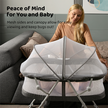 WhizKidz 3-in-1 Portable Baby Bassinet Cradle Easy Folding